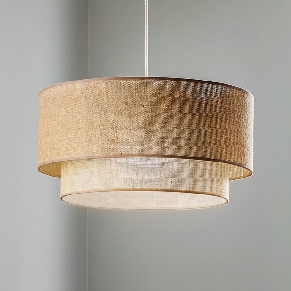 Lampa wisząca Boho jute Duolla, możliwość ściemniania, brązowy / rdzawy, salon / jadalnia, tkanina / materiał / jedwab, dworkowy / rustykalny