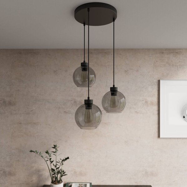 Lampa wisząca szklana Cubus TK Lighting, możliwość ściemniania, czarny, salon / jadalnia, szkło, nowoczesny