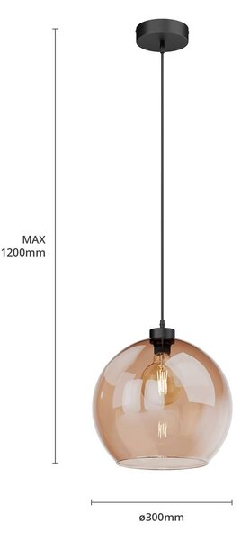 Lampa wisząca szklana Cubus TK Lighting, możliwość ściemniania, kremowy / amber, salon / jadalnia, szkło, nowoczesny