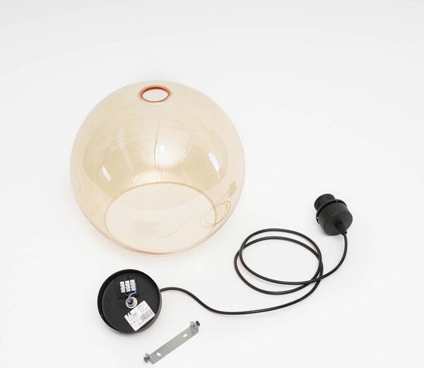 Lampa wisząca szklana Cubus TK Lighting, możliwość ściemniania, kremowy / amber, salon / jadalnia, szkło, nowoczesny