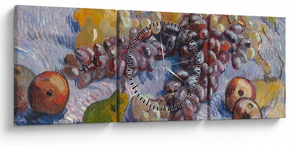 Obraz - Vincent van Gogh, Grapes, Lemons, Pears, and Apples, reprodukcje (z zegarem) (90x30 cm)