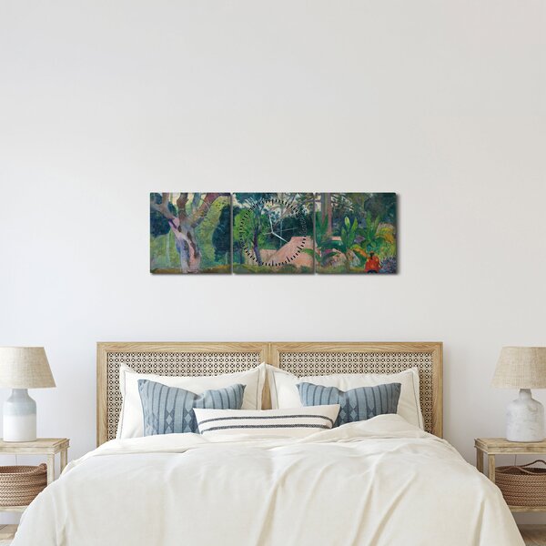 Obraz - Paul Gauguin, Te raau rahi (The Big Tree), reprodukcje (z zegarem) (90x30 cm)