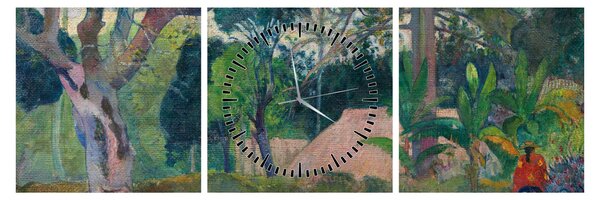 Obraz - Paul Gauguin, Te raau rahi (The Big Tree), reprodukcje (z zegarem) (90x30 cm)
