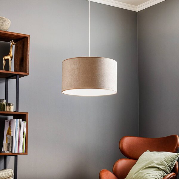 Lampa wisząca Bristol Duolla, możliwość ściemniania, kremowy / amber, salon / jadalnia, tkanina / materiał / jedwab