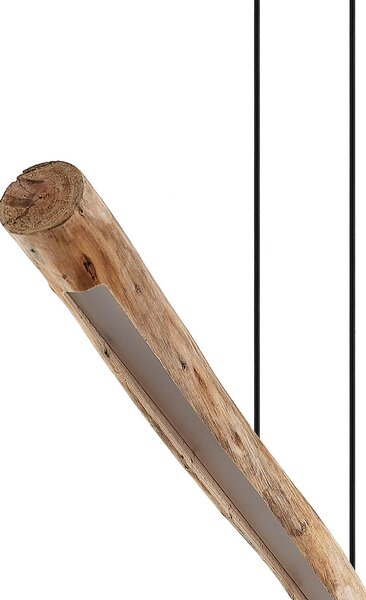 Lampa wisząca Nekala Lindby, możliwość ściemniania, czarny, salon / jadalnia, drewno, skandynawski