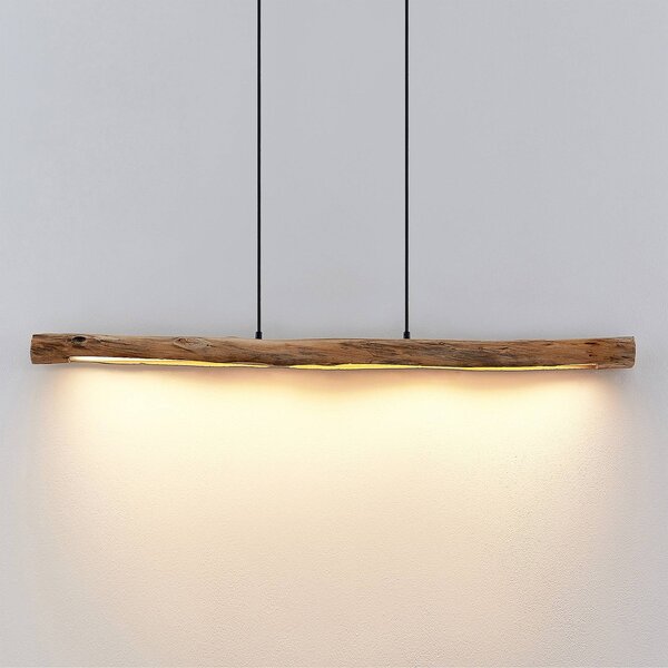 Lampa wisząca Nekala Lindby, możliwość ściemniania, czarny, salon / jadalnia, drewno, skandynawski