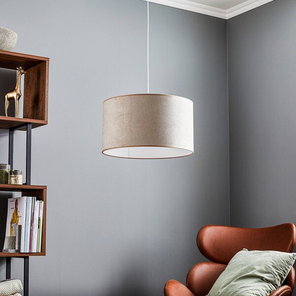 Lampa wisząca Bristol Duolla, możliwość ściemniania, kremowy / amber, salon / jadalnia, tkanina / materiał / jedwab