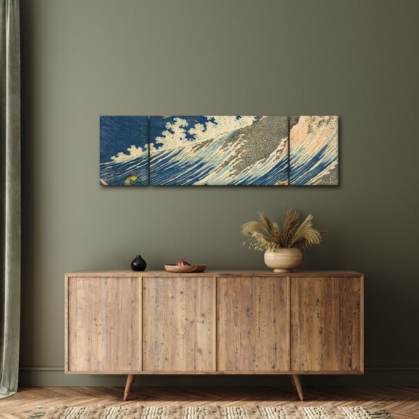 Obraz - Katsushika Hokusai, Fishing Boats at Choshi in Shimosa (Soshu Choshi) , reprodukcje (170x50 cm)