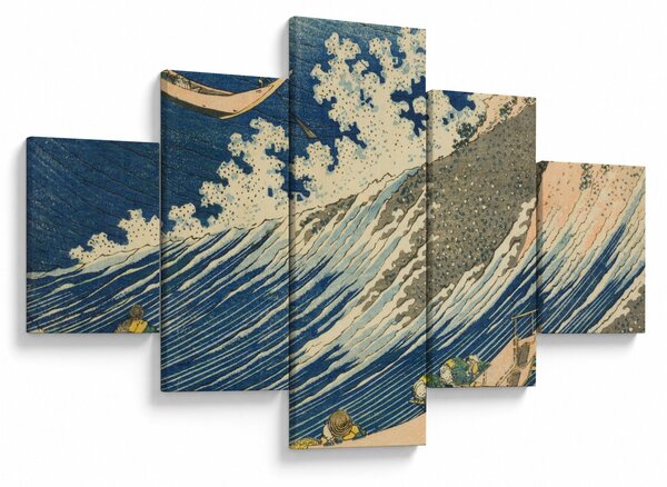 Obraz - Katsushika Hokusai, Fishing Boats at Choshi in Shimosa (Soshu Choshi) , reprodukcje (125x70 cm)