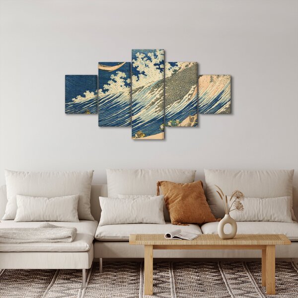 Obraz - Katsushika Hokusai, Fishing Boats at Choshi in Shimosa (Soshu Choshi) , reprodukcje (125x70 cm)