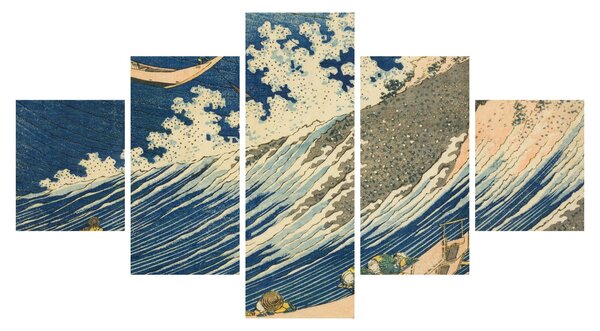 Obraz - Katsushika Hokusai, Fishing Boats at Choshi in Shimosa (Soshu Choshi) , reprodukcje (125x70 cm)