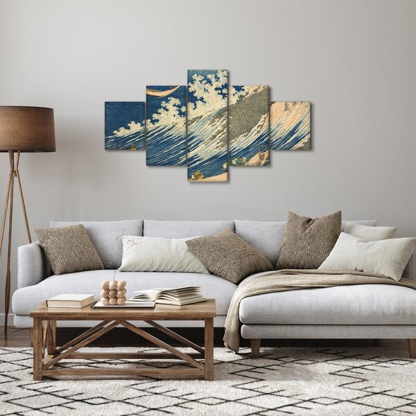 Obraz - Katsushika Hokusai, Fishing Boats at Choshi in Shimosa (Soshu Choshi) , reprodukcje (125x70 cm)