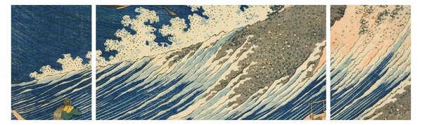 Obraz - Katsushika Hokusai, Fishing Boats at Choshi in Shimosa (Soshu Choshi) , reprodukcje (170x50 cm)