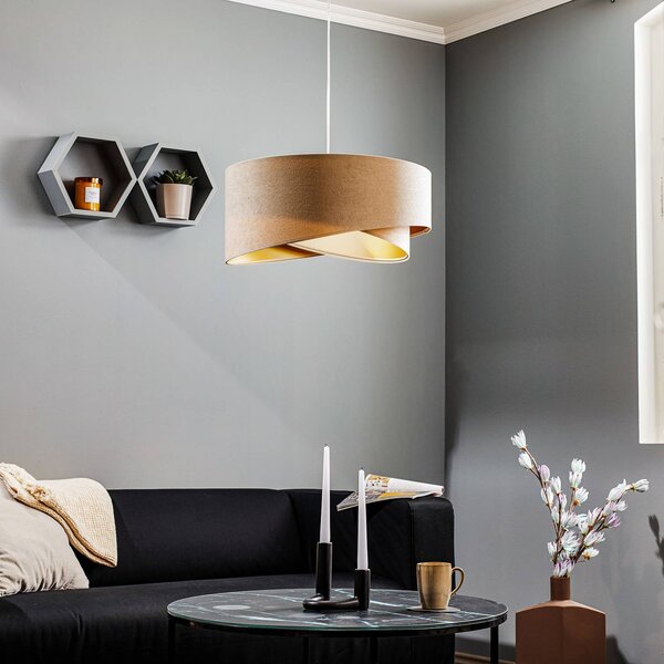 Lampa wisząca Vivien Maco Design, możliwość ściemniania, kremowy / amber, salon / jadalnia, tkanina / materiał / jedwab, nowoczesny