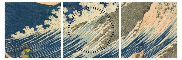 Obraz - Katsushika Hokusai, Fishing Boats at Choshi in Shimosa (Soshu Choshi) , reprodukcje (z zegarem) (90x30 cm)