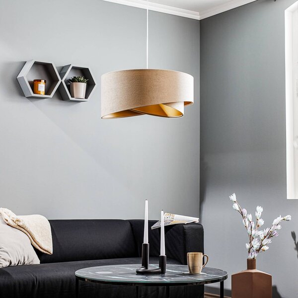 Lampa wisząca Vivien Maco Design, możliwość ściemniania, kremowy / amber, salon / jadalnia, tkanina / materiał / jedwab, nowoczesny