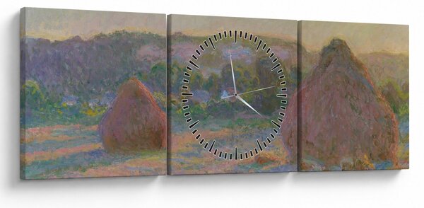 Obraz - Claude Monet, Stacks of Wheat (End of Summer) , reprodukcje (z zegarem) (90x30 cm)