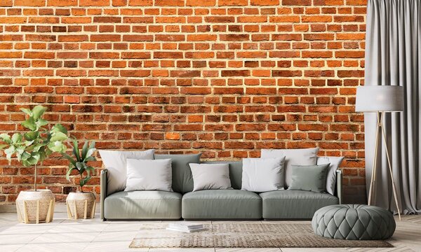 Fototapeta pomarańczowa ściana z cegły