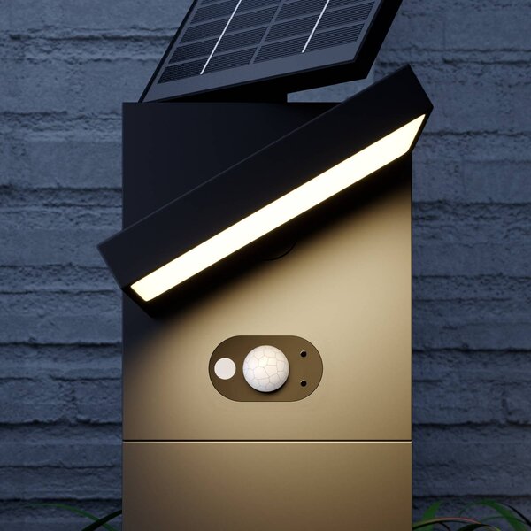 Lucande LED lampa solarna Silvan, 60 cm, czujnik, antracytowy Silvan, czarny, aluminium, nowoczesny