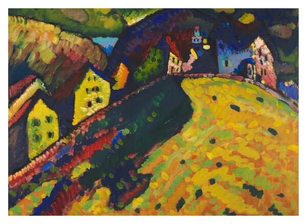 Obraz na szkle - Vasily Kandinsky, Houses at Murnau, reprodukcje (70x50 cm)