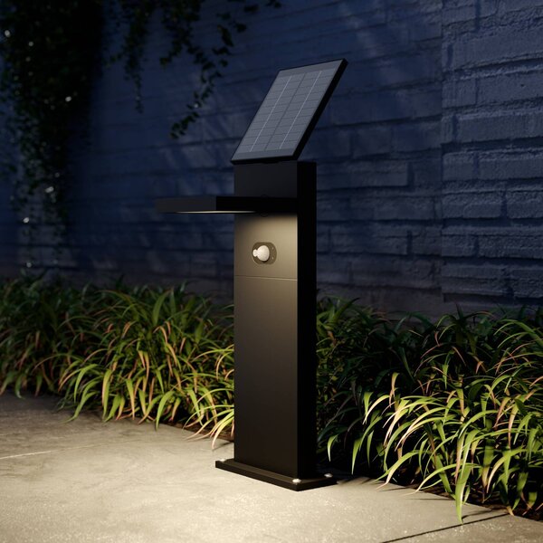 Lucande LED lampa solarna Silvan, 60 cm, czujnik, antracytowy Silvan, czarny, aluminium, nowoczesny