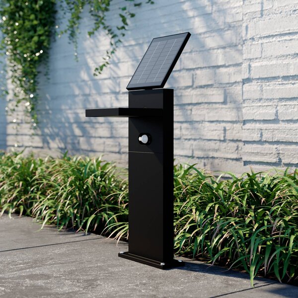 Lucande LED lampa solarna Silvan, 60 cm, czujnik, antracytowy Silvan, czarny, aluminium, nowoczesny