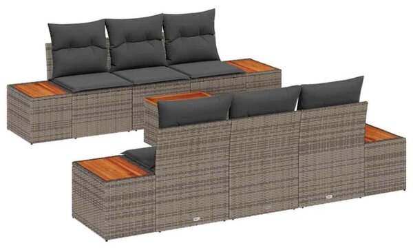 Zestaw Mebli Ogrodowych Komplet Wypoczynkowy Z Poduszkami 7-Częściowy Szary Rattan Na Taras Balkon Ogród