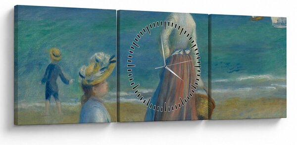 Obraz - Auguste Renoir, Figures on the Beach, reprodukcje (z zegarem) (90x30 cm)