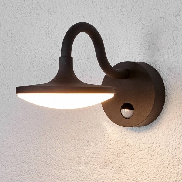 Finny - lampa zewnętrzna LED z czujnikiem ruchu Lucande, czarny, aluminium, nowoczesny