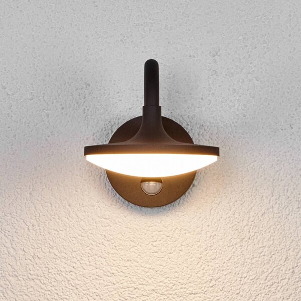 Finny - lampa zewnętrzna LED z czujnikiem ruchu Lucande, czarny, aluminium, nowoczesny