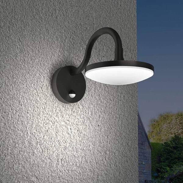 Finny - lampa zewnętrzna LED z czujnikiem ruchu Lucande, czarny, aluminium, nowoczesny