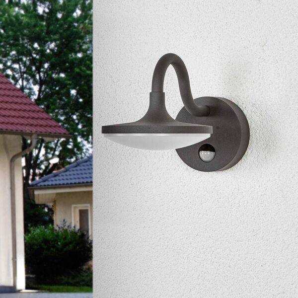 Finny - lampa zewnętrzna LED z czujnikiem ruchu Lucande, czarny, aluminium, nowoczesny