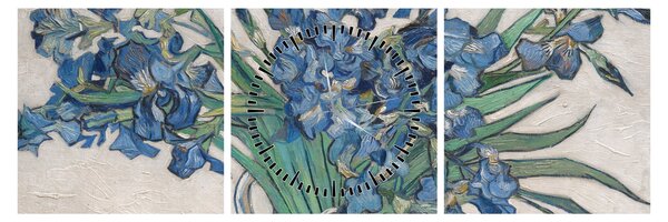Obraz - Vincent van Gogh, Irises, reprodukcje (z zegarem) (90x30 cm)