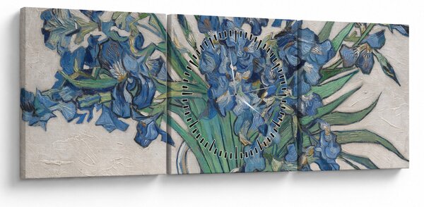 Obraz - Vincent van Gogh, Irises, reprodukcje (z zegarem) (90x30 cm)