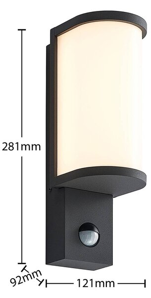 Kinkiet zewnętrzny LED z czujnikiem Jokum Lucande, aluminiowy / szary / cynkowy, aluminium, nowoczesny