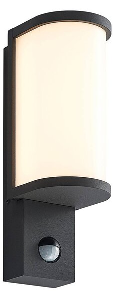 Kinkiet zewnętrzny LED z czujnikiem Jokum Lucande, aluminiowy / szary / cynkowy, aluminium, nowoczesny