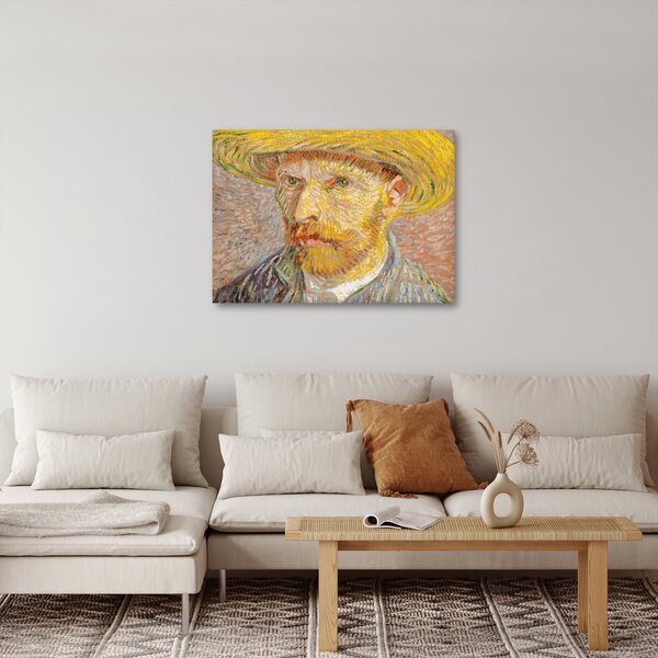 Obraz - Vincent van Gogh, Self-Portrait with a Straw Hat (The Potato Peeler), reprodukcje (70x50 cm)