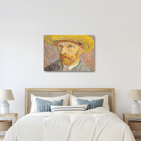 Obraz na szkle - Vincent van Gogh, Self-Portrait with a Straw Hat (The Potato Peeler), reprodukcje (70x50 cm)