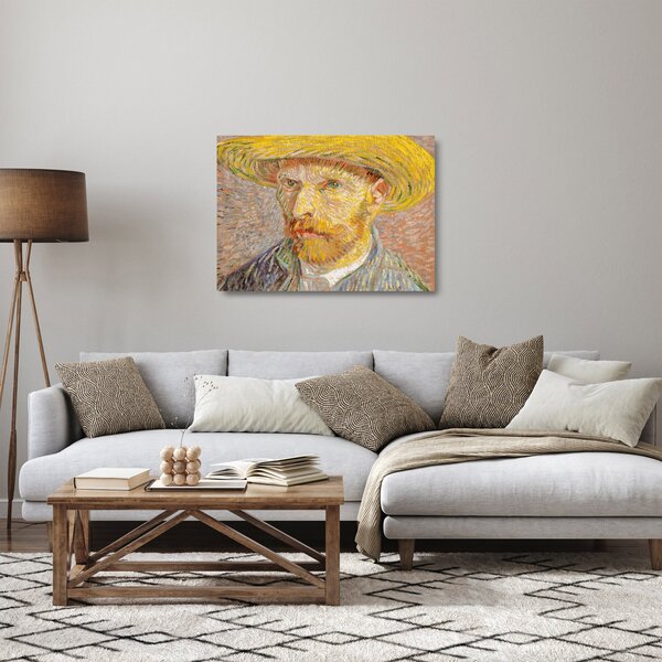 Obraz na szkle - Vincent van Gogh, Self-Portrait with a Straw Hat (The Potato Peeler), reprodukcje (70x50 cm)