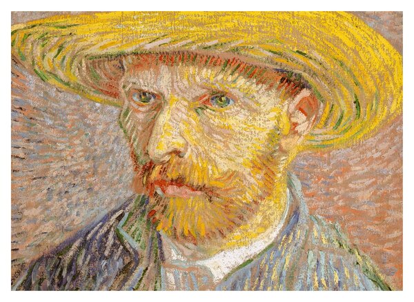 Obraz na szkle - Vincent van Gogh, Self-Portrait with a Straw Hat (The Potato Peeler), reprodukcje (70x50 cm)