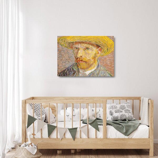Obraz na szkle - Vincent van Gogh, Self-Portrait with a Straw Hat (The Potato Peeler), reprodukcje (70x50 cm)