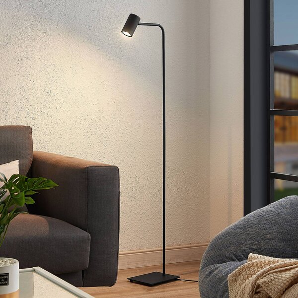 Lampa stojąca Sanad Lindby, czarny, salon / jadalnia, metal, nowoczesny