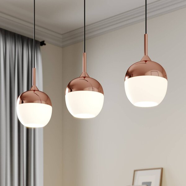 Lampa wisząca szklana Rangina Lindby, możliwość ściemniania, miedziany, salon / jadalnia, szkło, nowoczesny