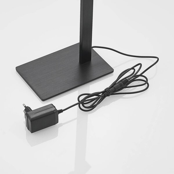Lampa biurkowa LED Wasko Lucande, możliwość ściemniania, czarny, biuro, metal, nowoczesny