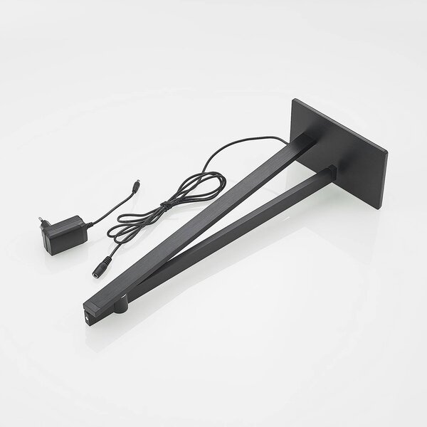 Lampa biurkowa LED Wasko Lucande, możliwość ściemniania, czarny, biuro, metal, nowoczesny