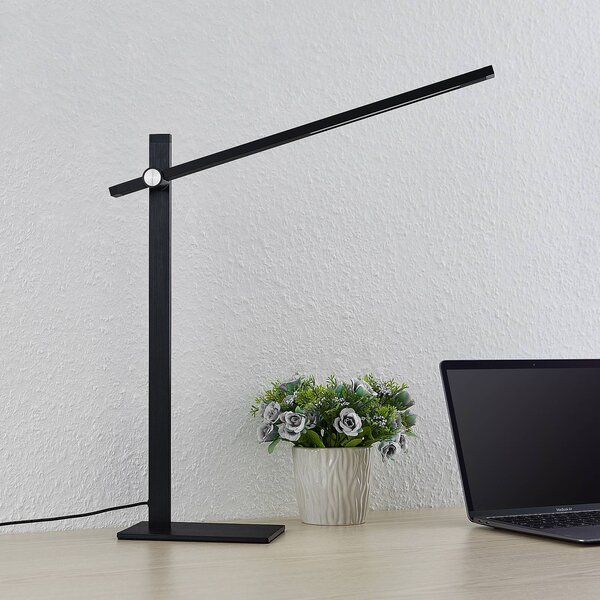 Lampa biurkowa LED Wasko Lucande, możliwość ściemniania, czarny, biuro, metal, nowoczesny