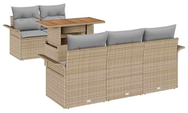 Zestaw Mebli Ogrodowych Komplet Wypoczynkowy 6-Częściowy Beżowy Rattan Na Taras Balkon Ogród