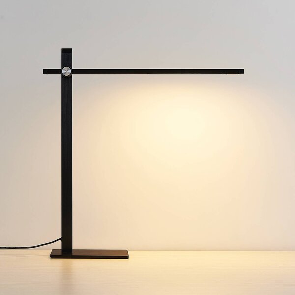 Lampa biurkowa LED Wasko Lucande, możliwość ściemniania, czarny, biuro, metal, nowoczesny