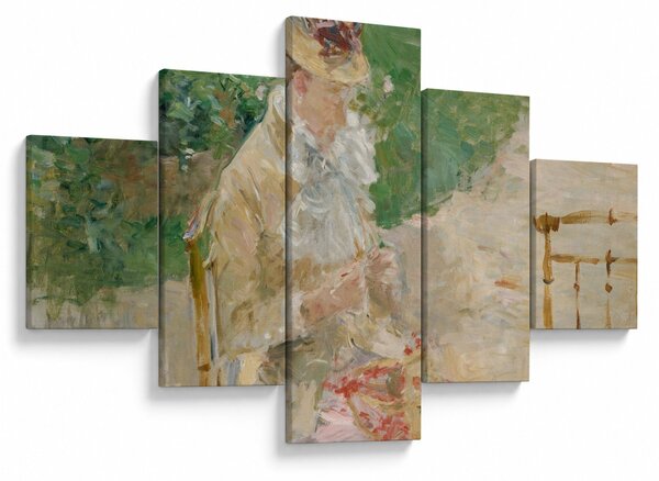 Obraz - Berthe Morisot, Young Woman Knitting, reprodukcje (125x70 cm)