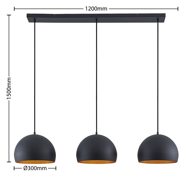 Lampa wisząca Tarjei Lindby, możliwość ściemniania, czarny, salon / jadalnia, metal, nowoczesny